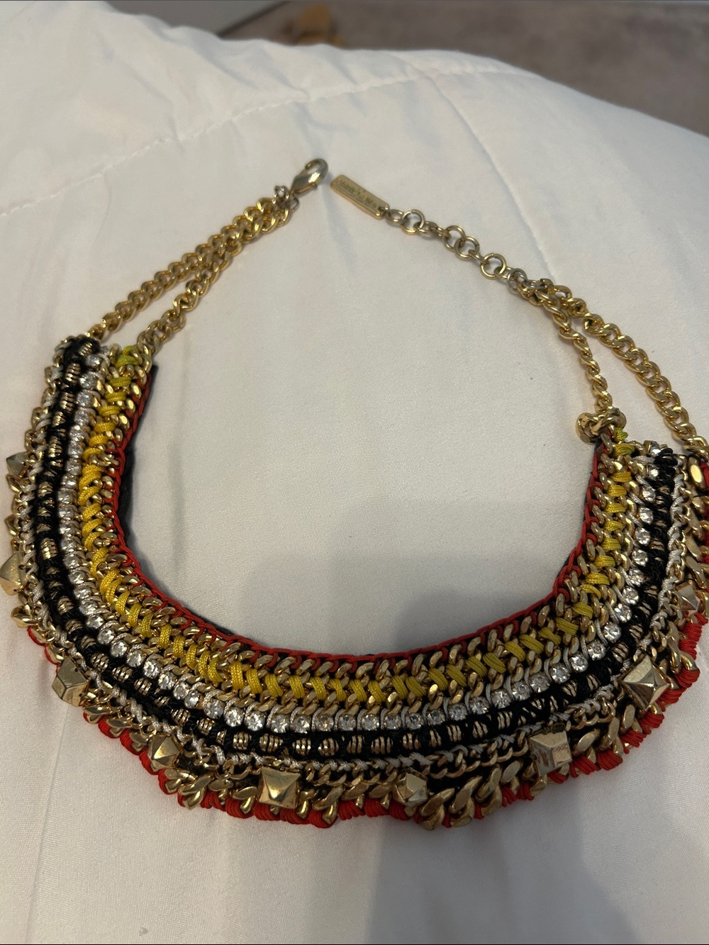 Vince Camuto Statement Chain Collar Necklace - Gold, Black, Red